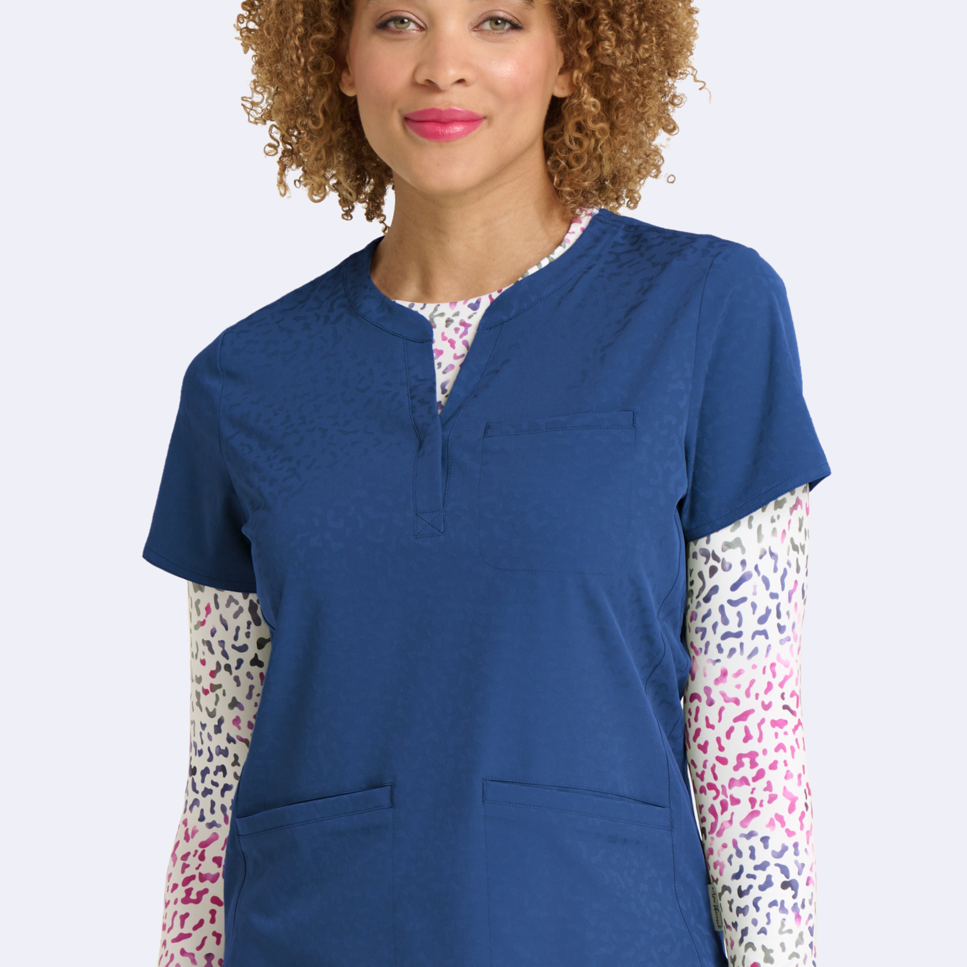 Polera Clínica Mujer Jacquard 1171 Azul Marino