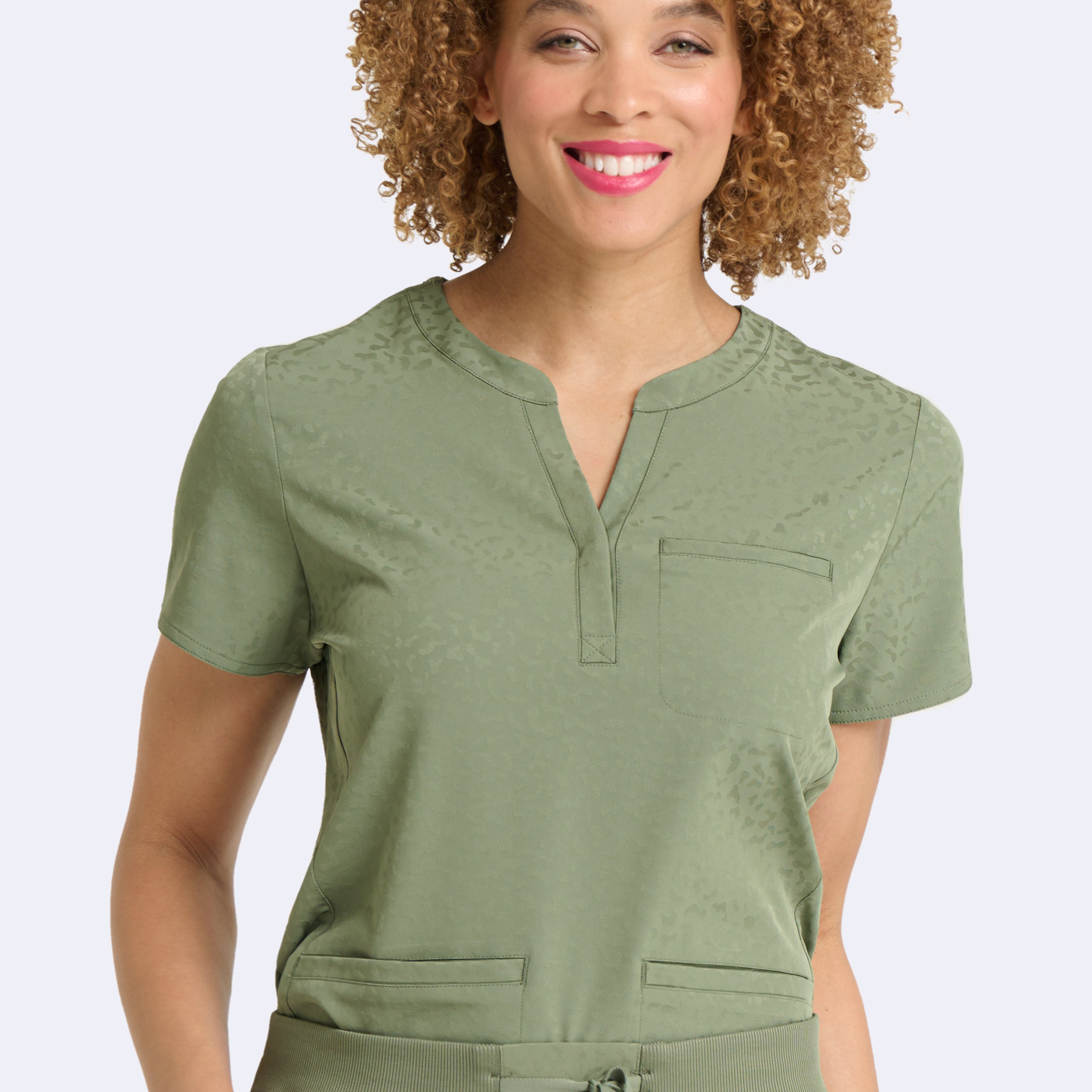 Polera Clínica Mujer Jacquard 1171 Olivo