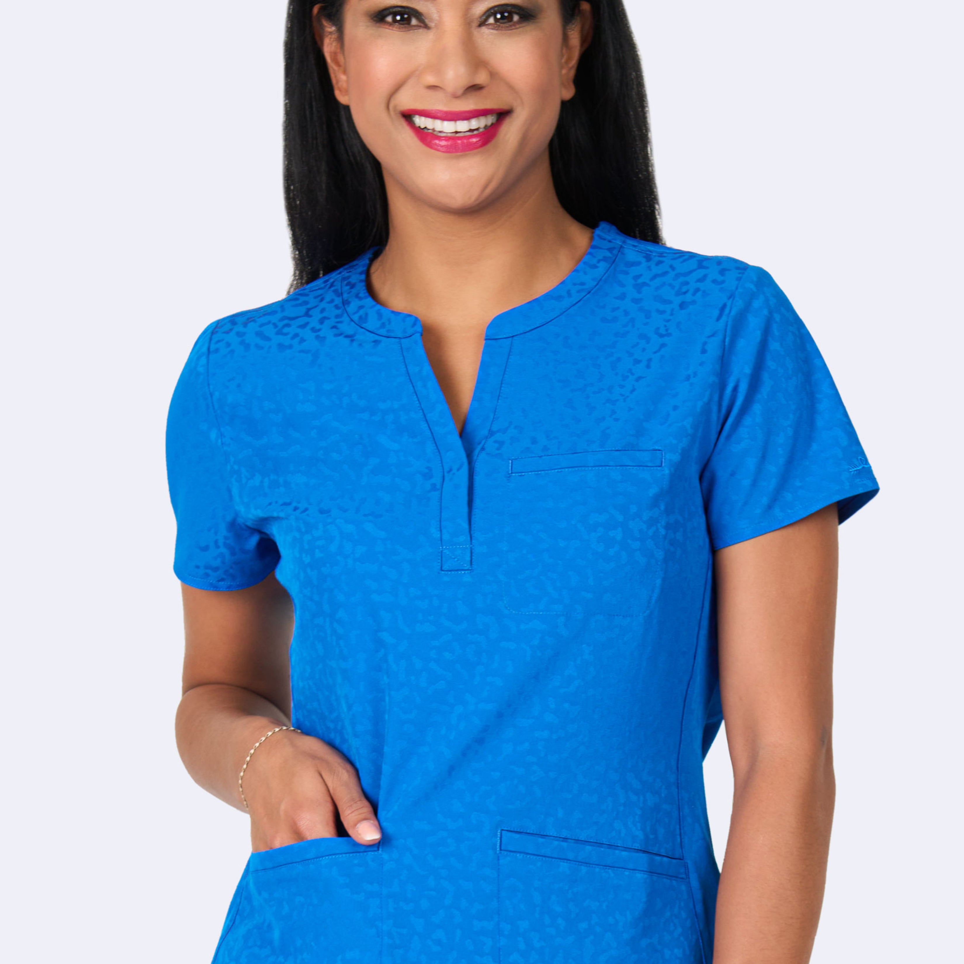 Polera Clínica Mujer Jacquard 1171 Azul Rey