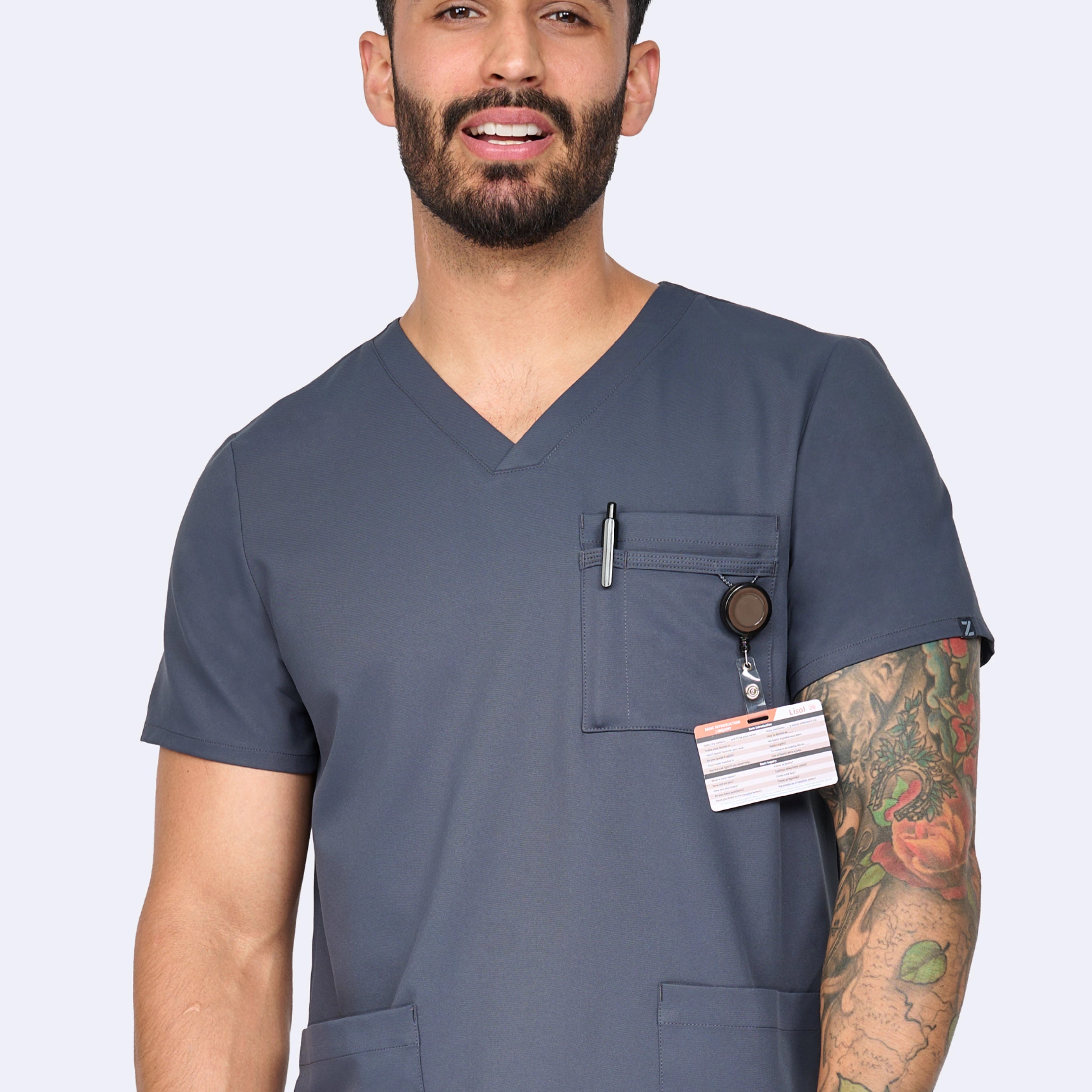 Polera Clínica Hombre Studio 1195 Plomo