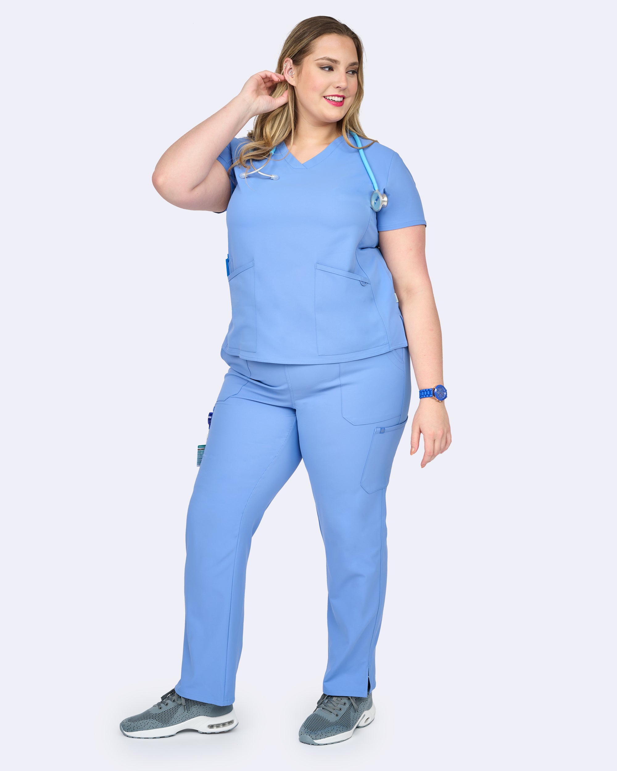 Polera Clínica Mujer Studio 1165 Celeste