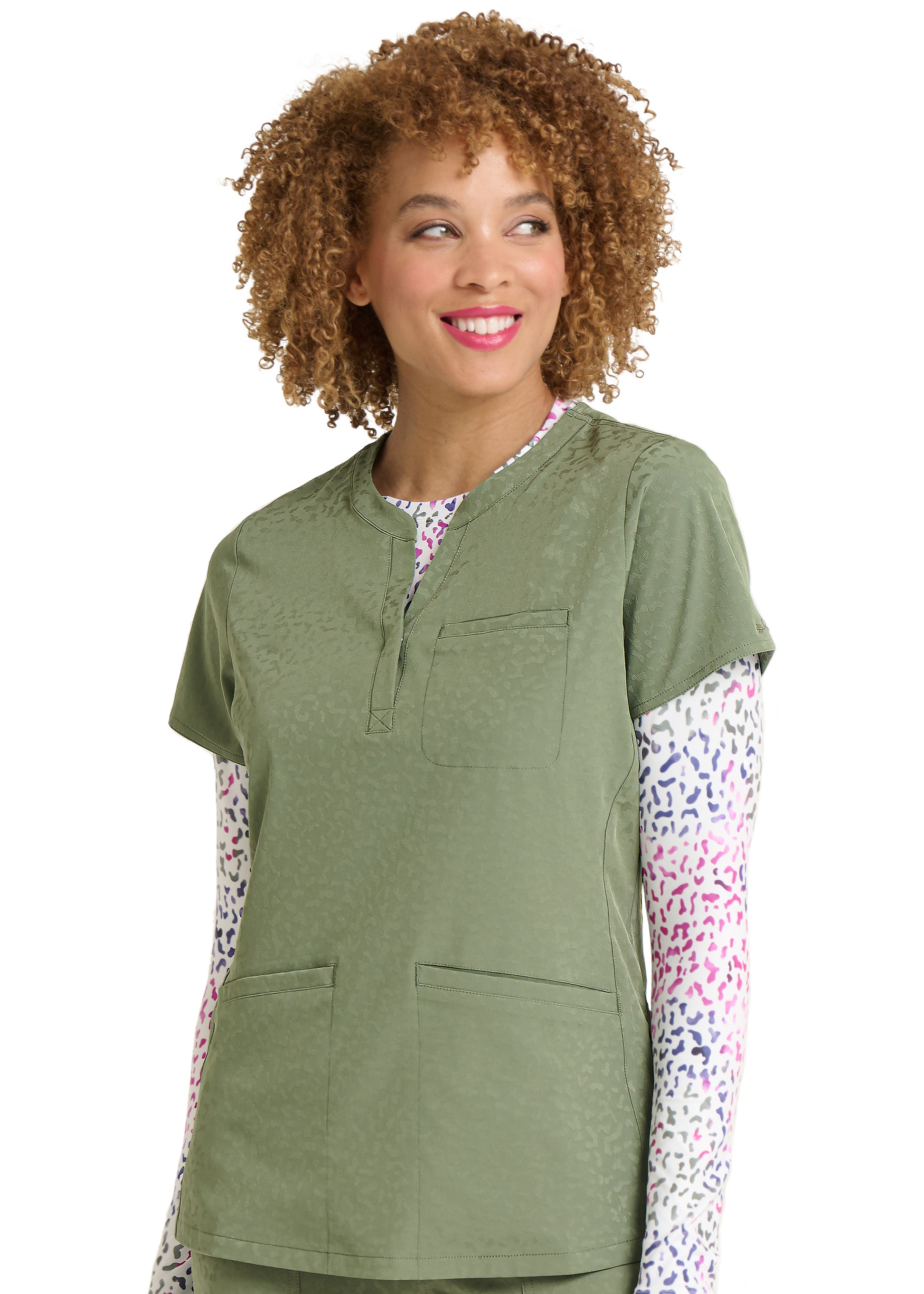 Polera Clínica Mujer Jacquard 1171 Olivo