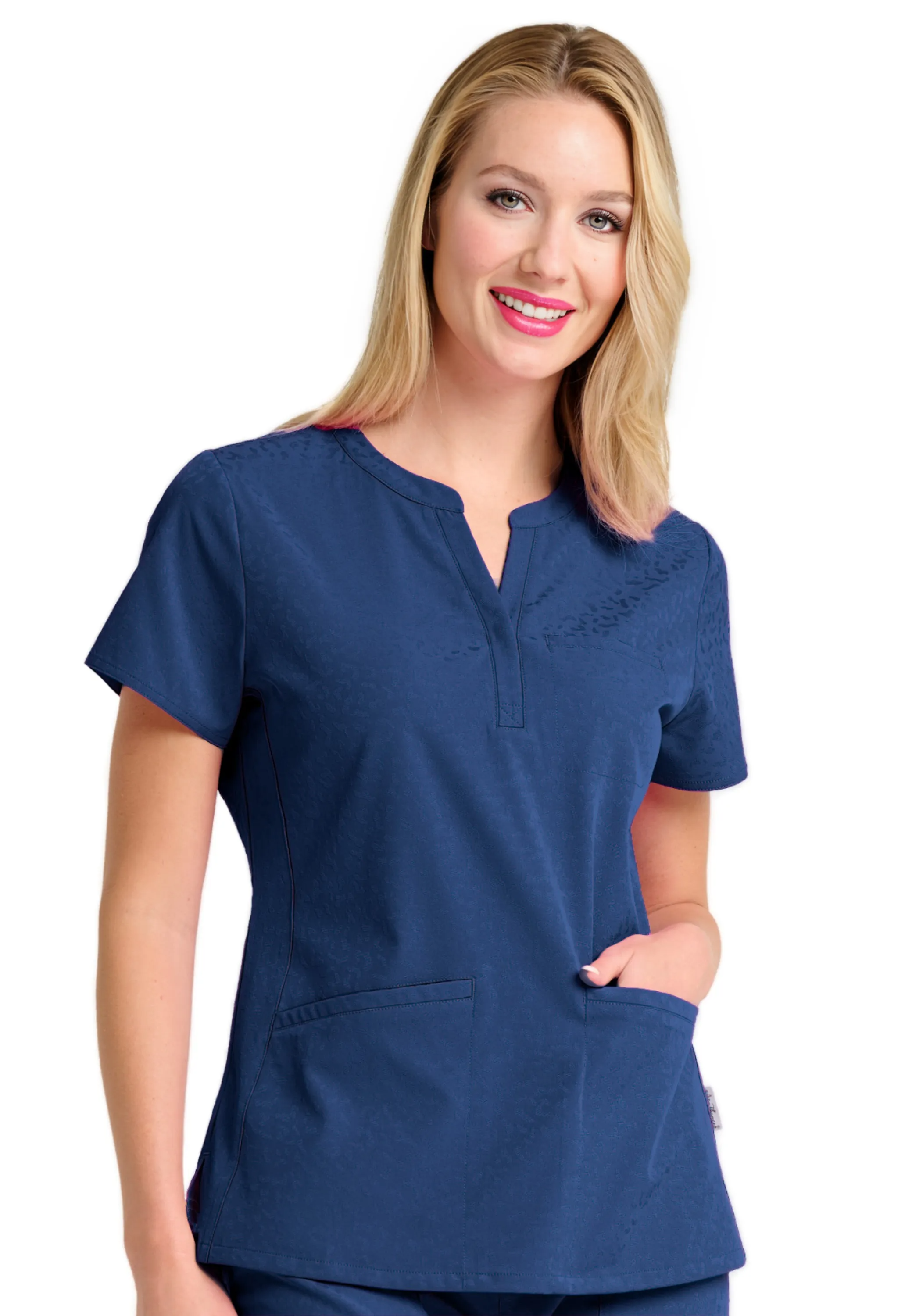 Polera Clínica Mujer Jacquard 1171 Azul Marino
