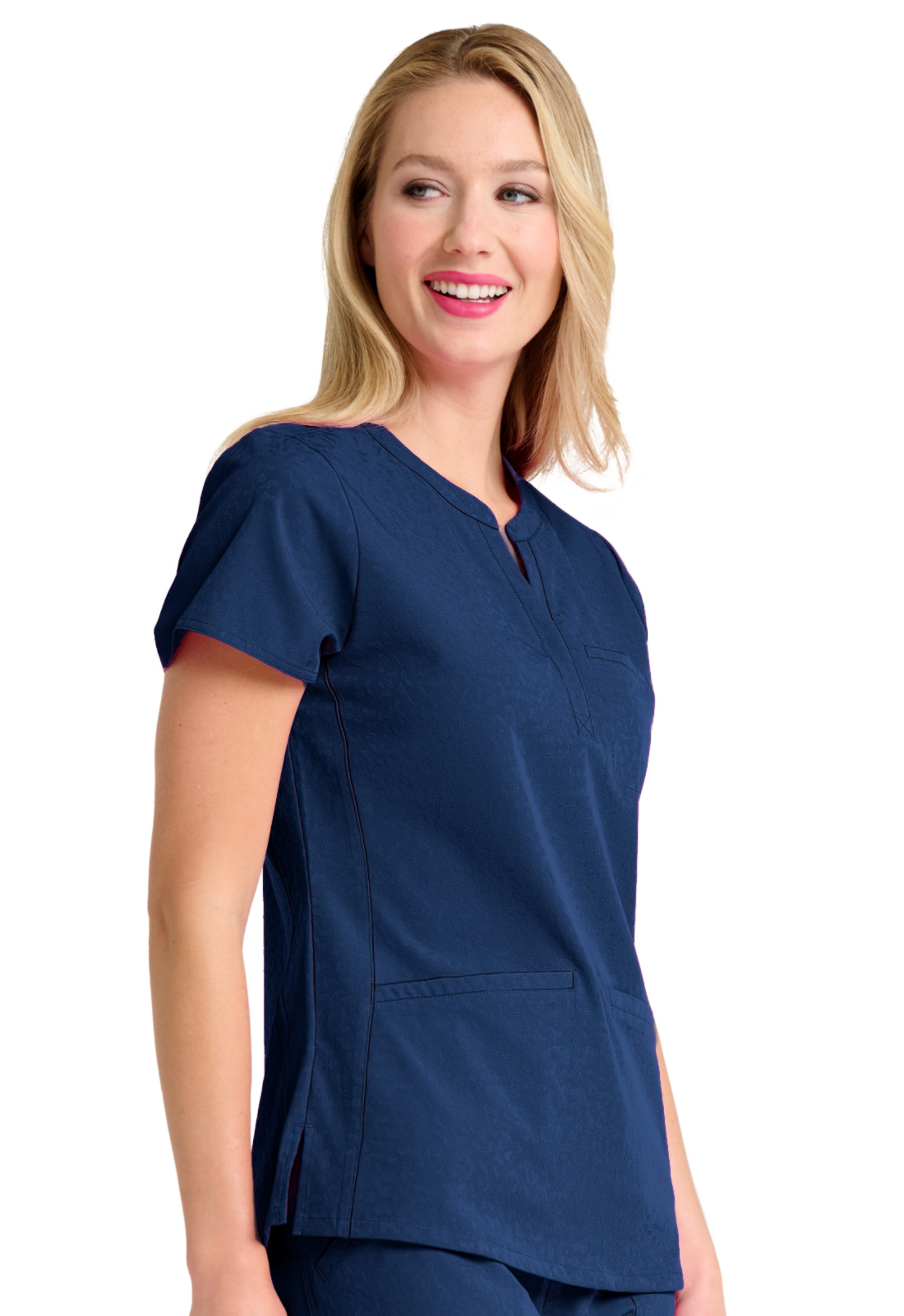 Polera Clínica Mujer Jacquard 1171 Azul Marino
