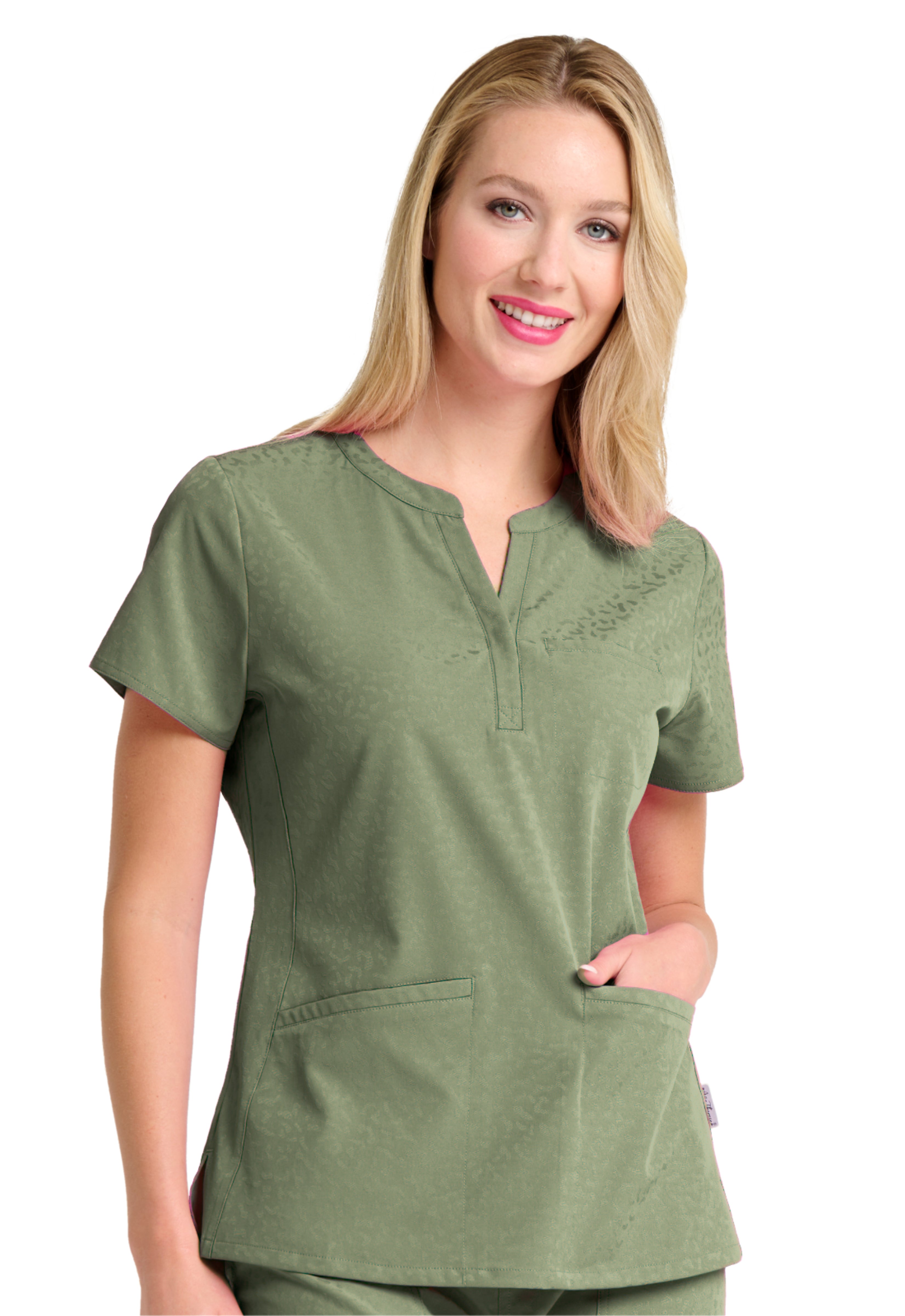 Polera Clínica Mujer Jacquard 1171 Olivo