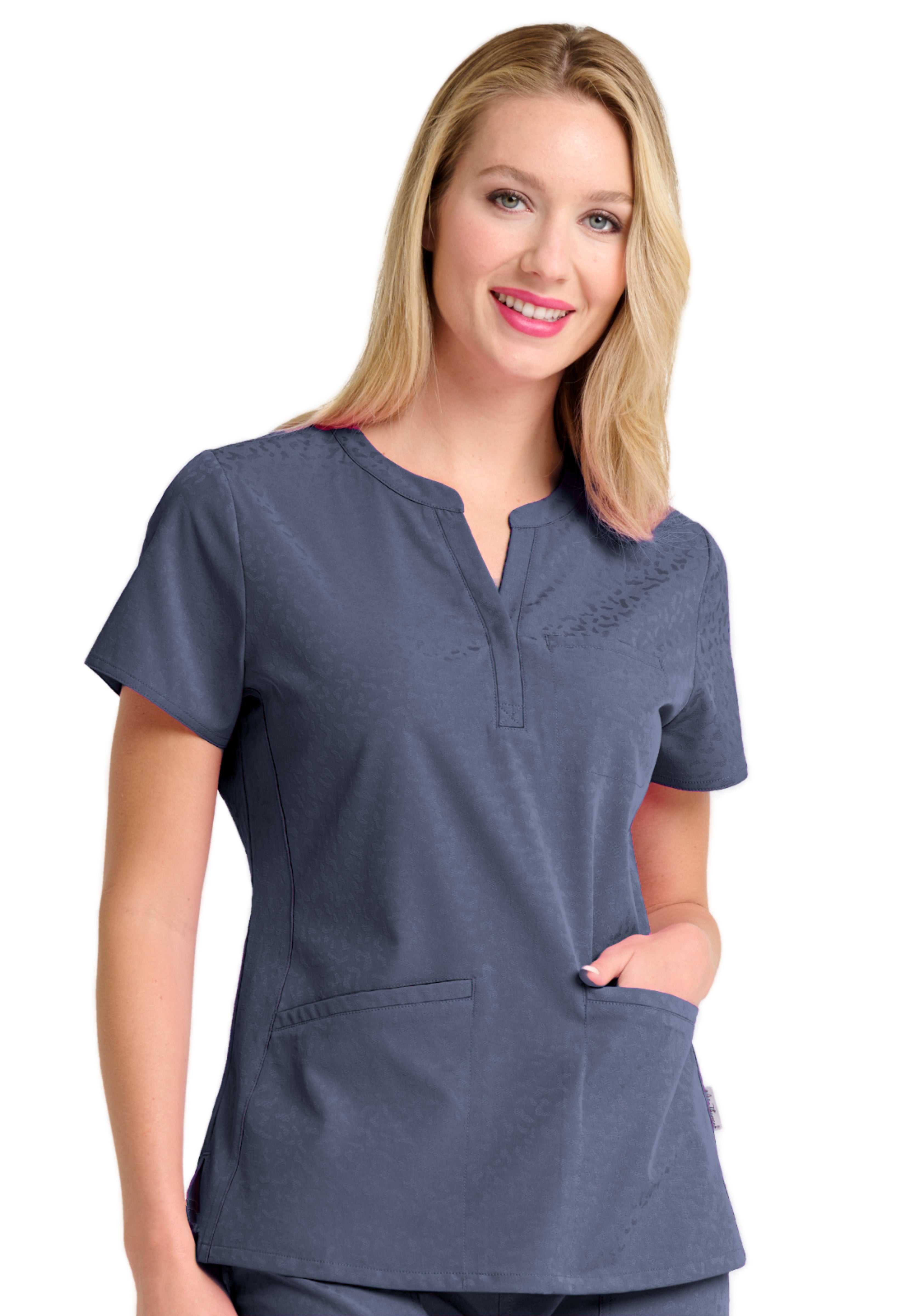 Polera Clínica Mujer Jacquard 1171 Plomo