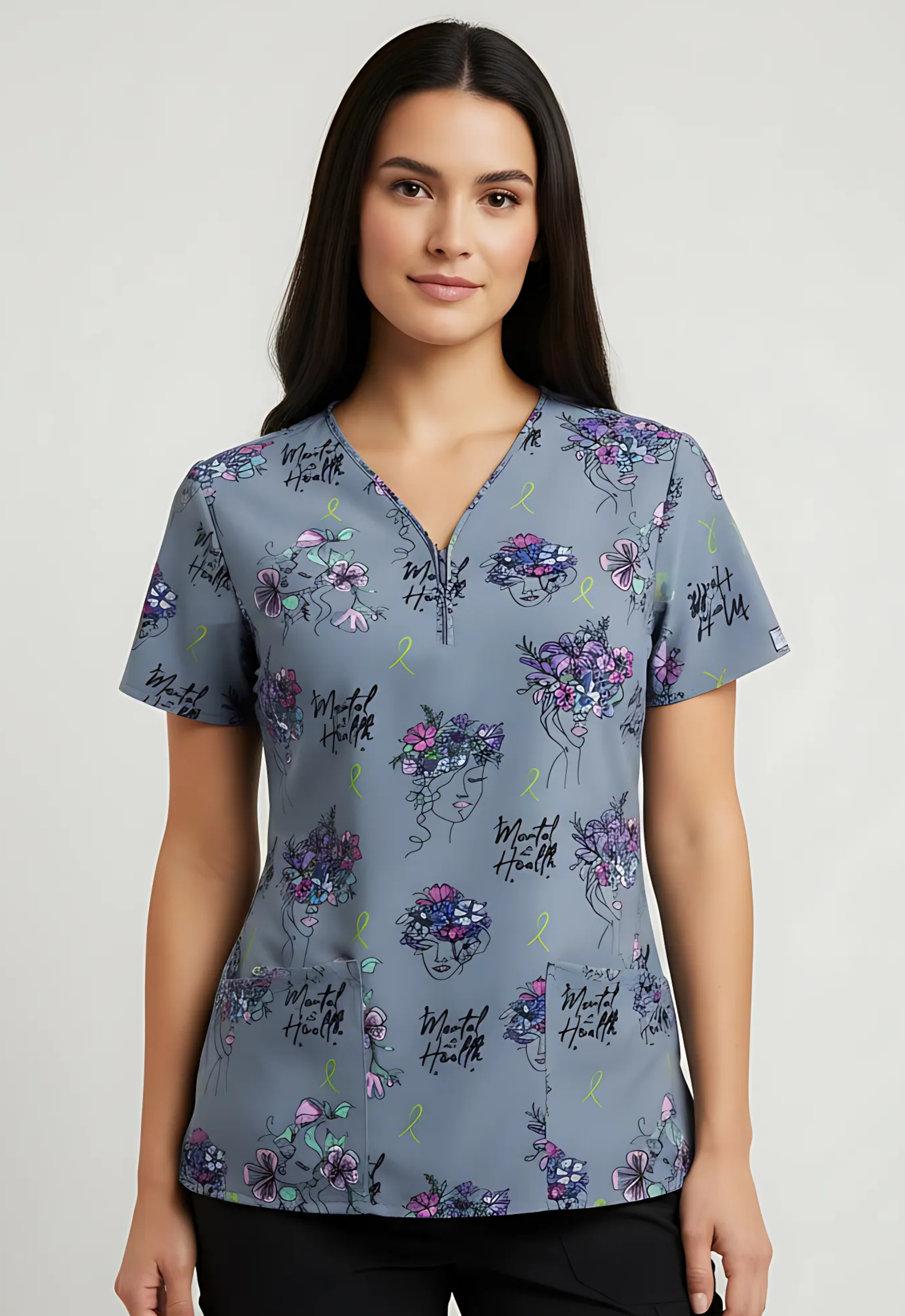 Polera Clínica Estampada Mujer GT 1711GR