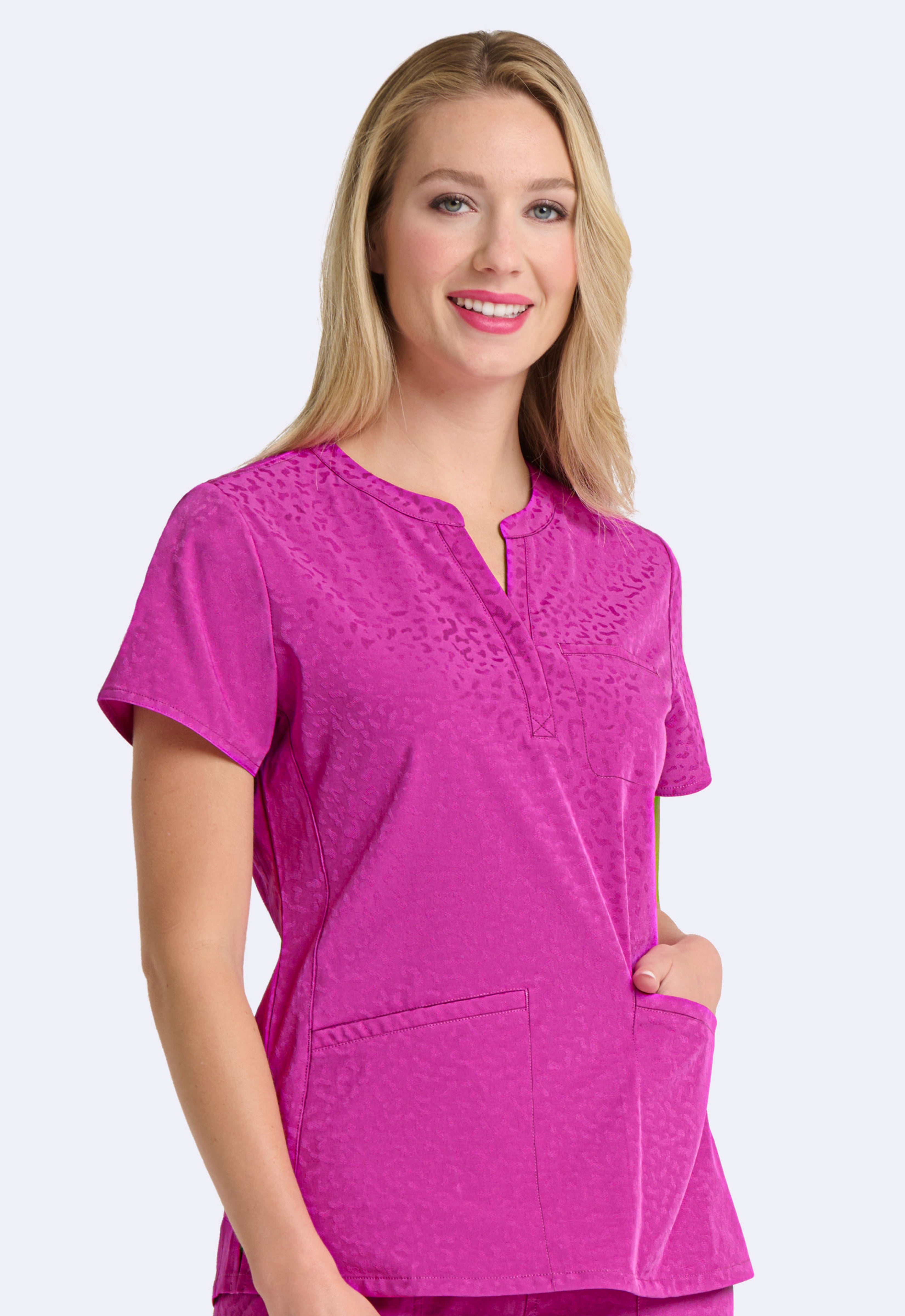 Polera Clínica Mujer Jacquard 1171 Magenta