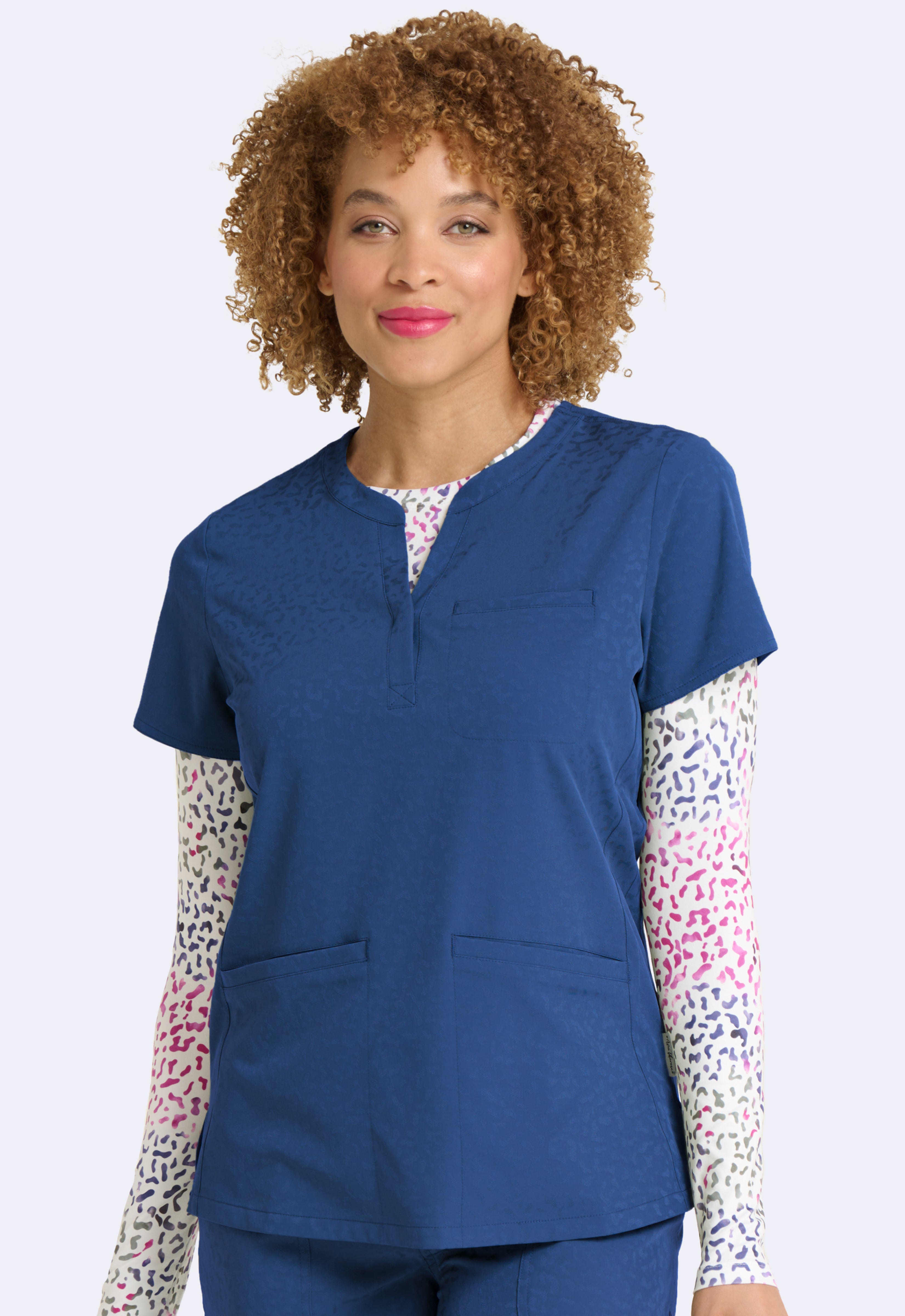 Polera Clínica Mujer Jacquard 1171 Azul Marino