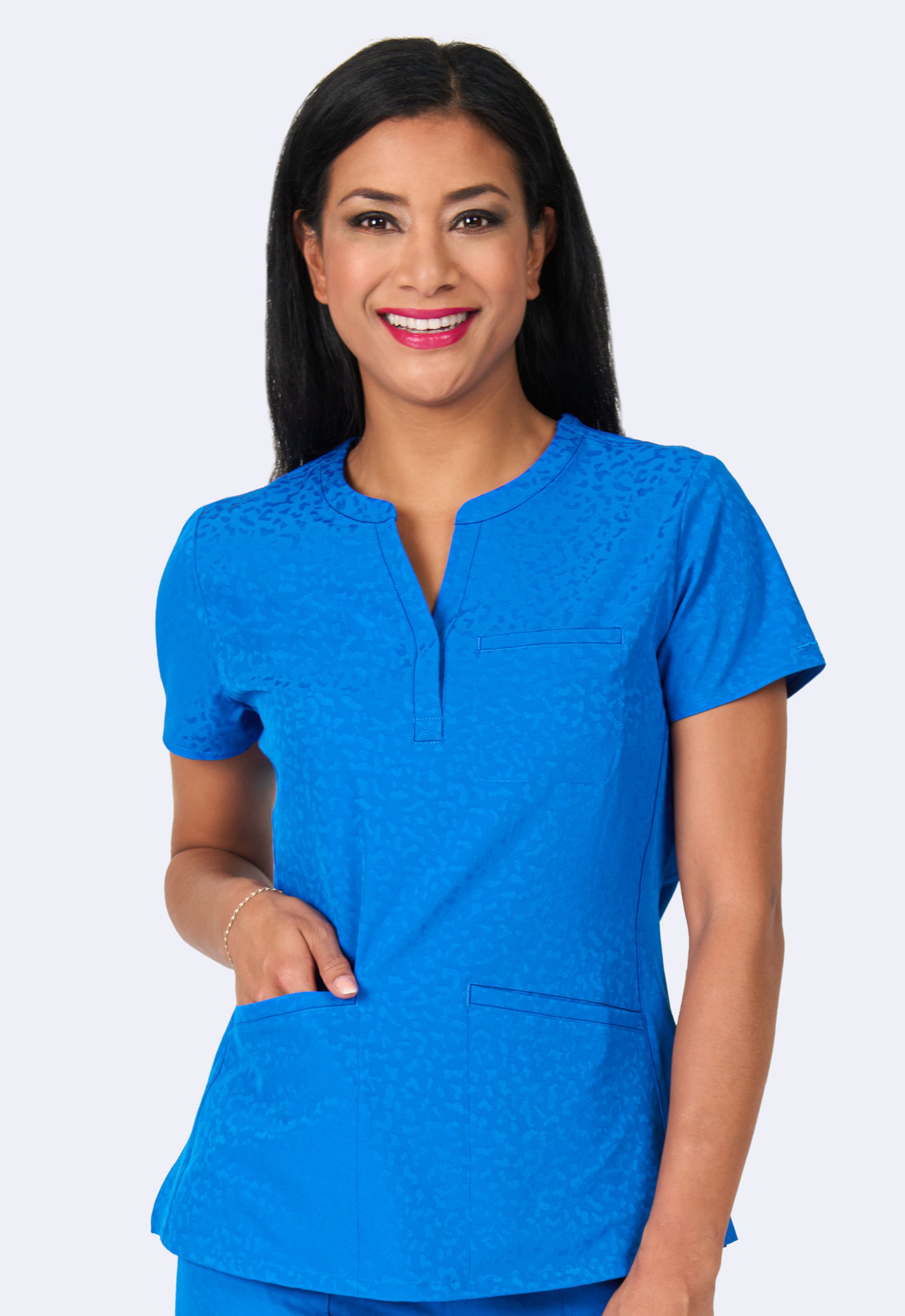 Polera Clínica Mujer Jacquard 1171 Azul Rey