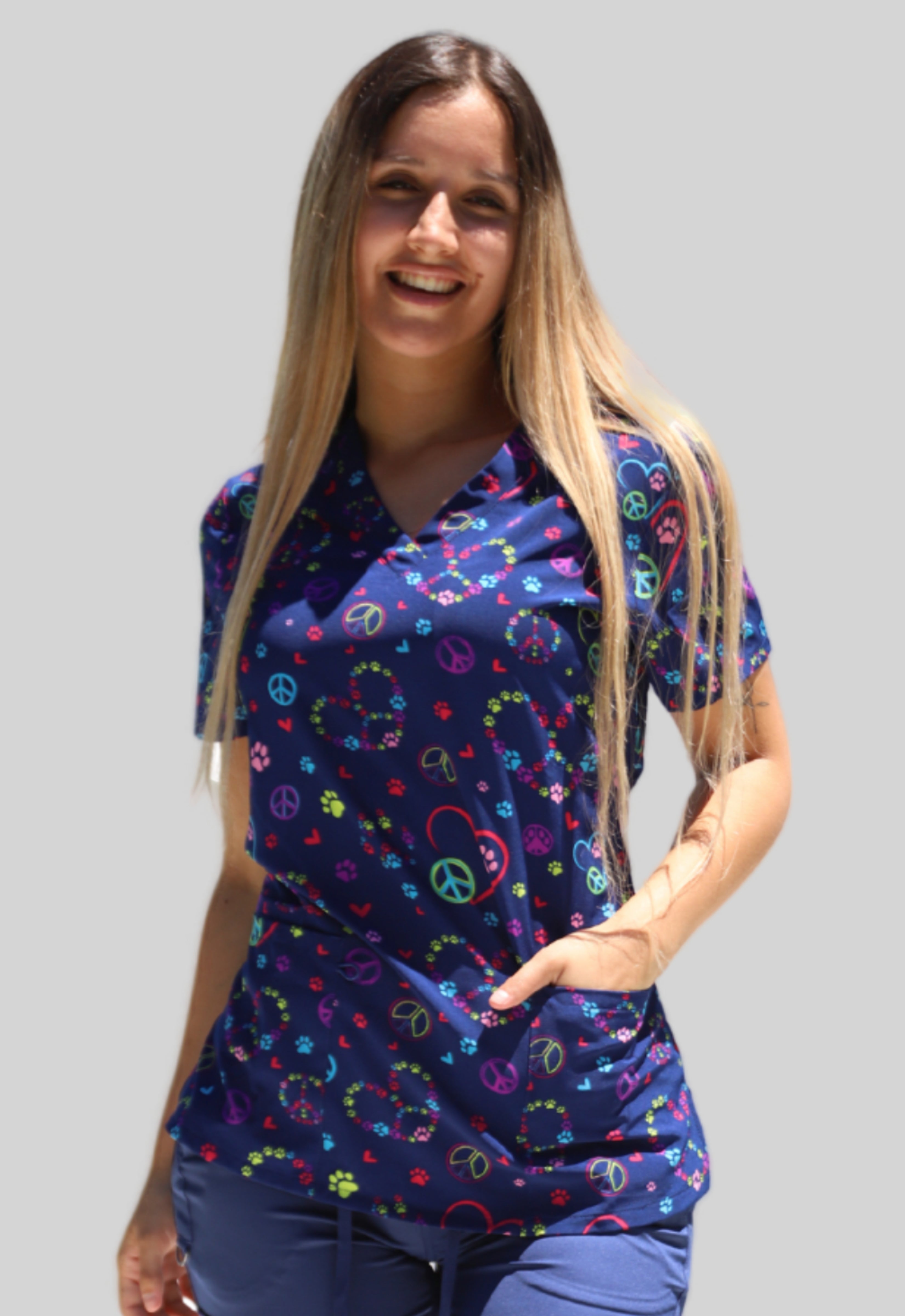 Polera Clínica Estampada Mujer GT 1747NV