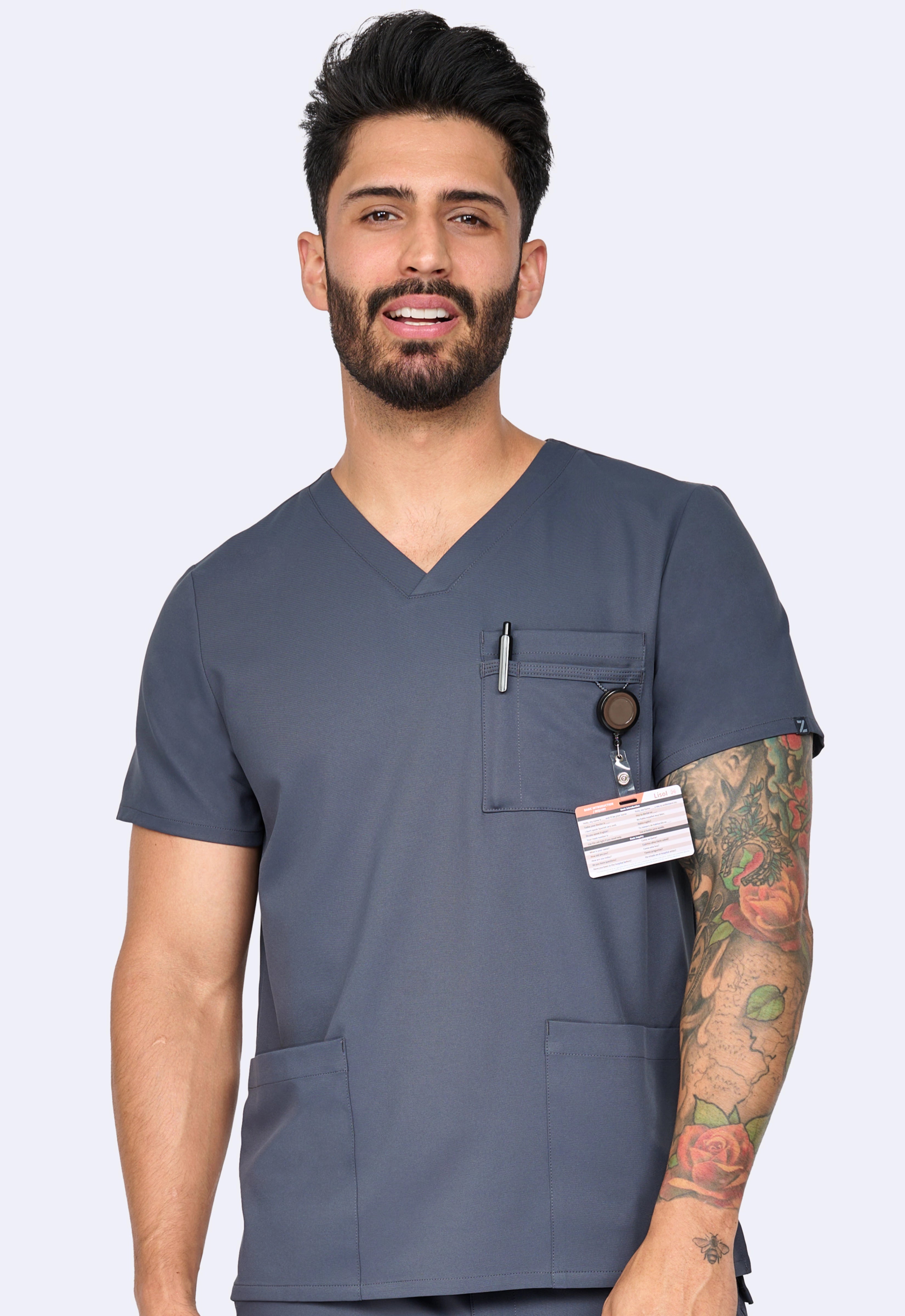 Polera Clínica Hombre Studio 1195 Plomo