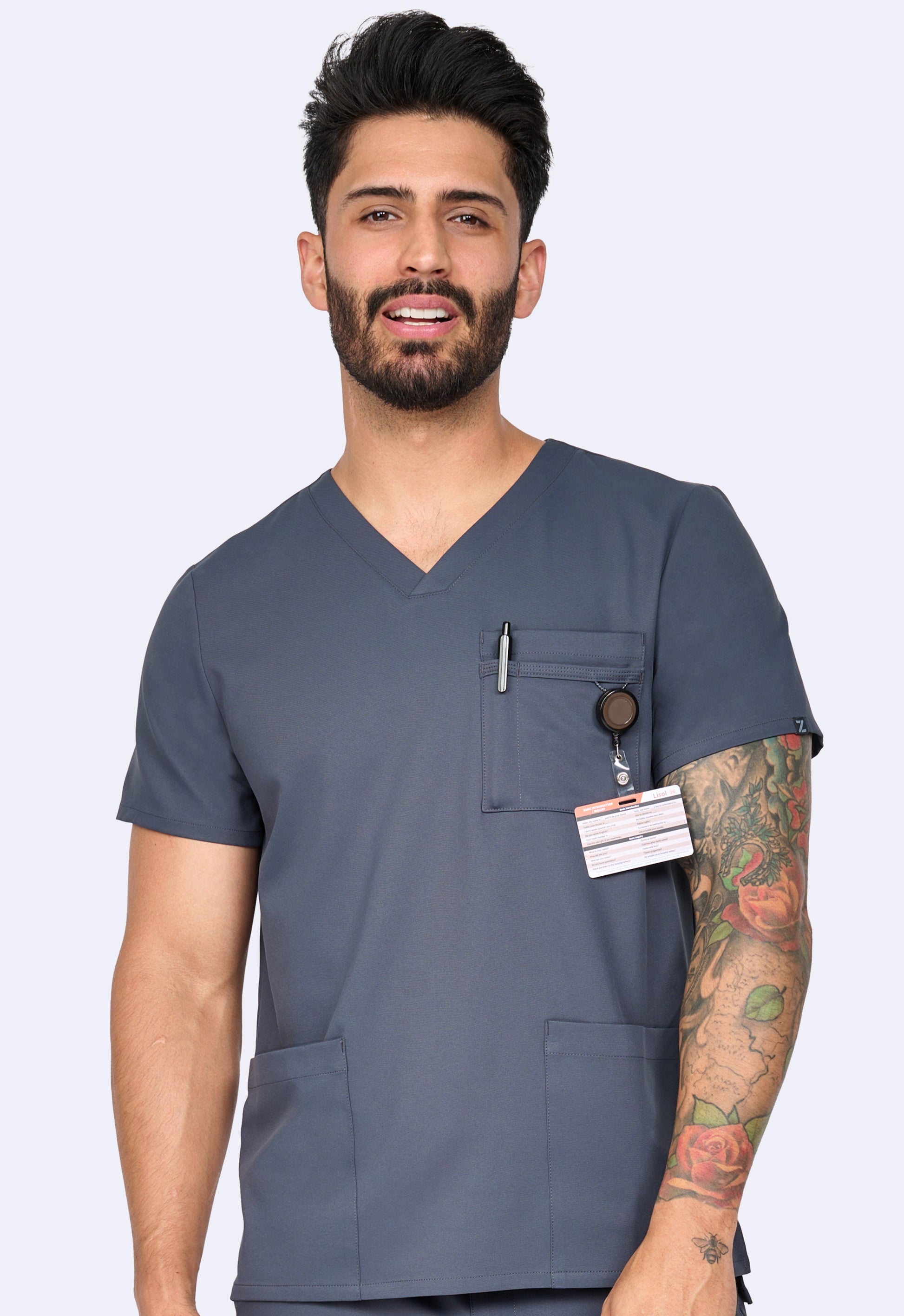Polera Clínica Hombre Studio 1195 Plomo