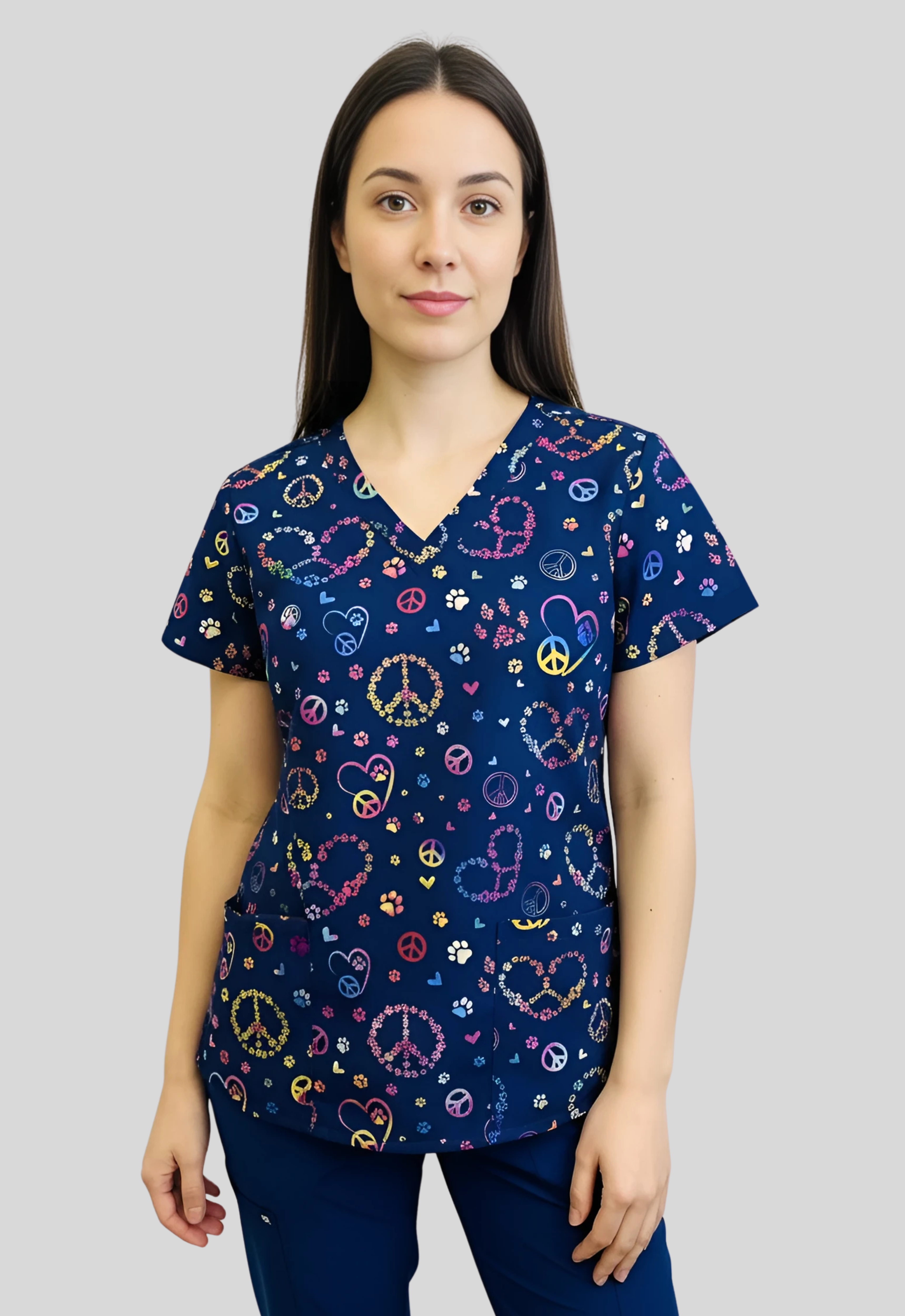 Polera Clínica Estampada Mujer GT 1747NV