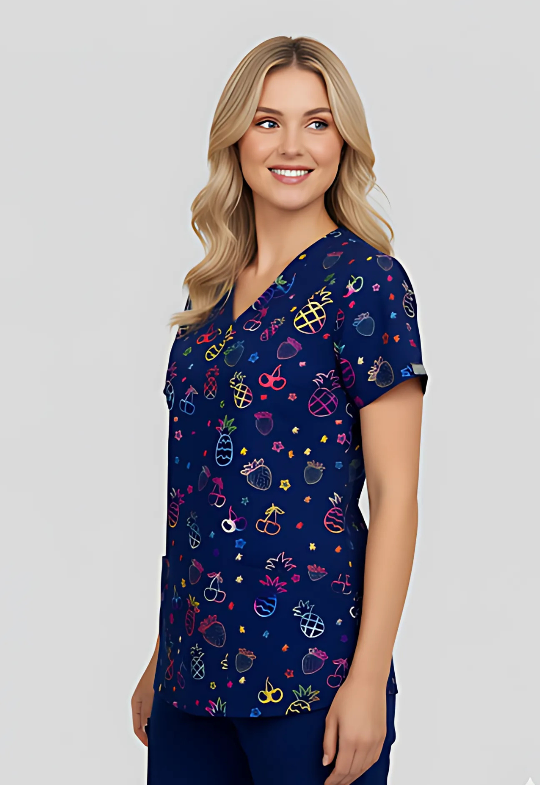 Polera Clínica Estampada Mujer GT 1861NV