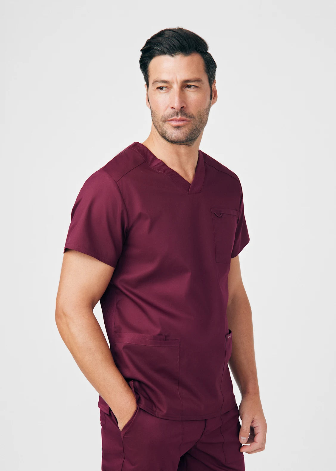 Polera Clínica Hombre Proflex LT109 Burdeo
