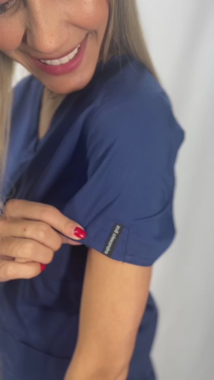 Polera Clínica Mujer Zoe Alexandra 1148 Azul Amarino